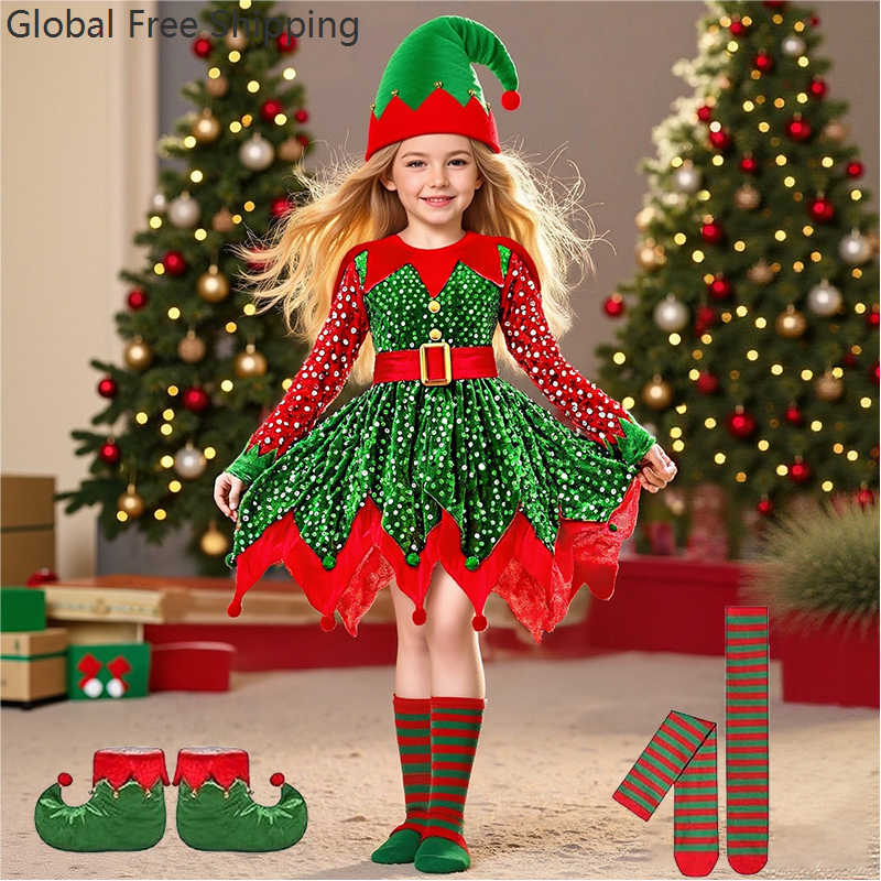 Women'S Red Accessories - Girls Christmas Costume Set Santa Claus