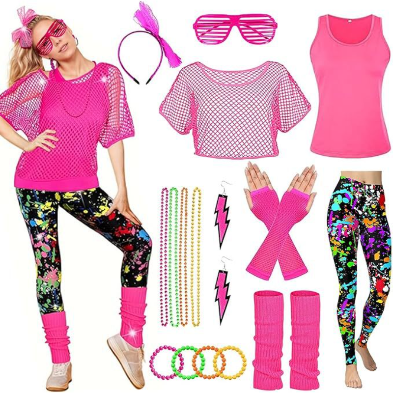Women'S Accessories In The 80S - 10Pcs/set Women 80s Fancy Workout Costume