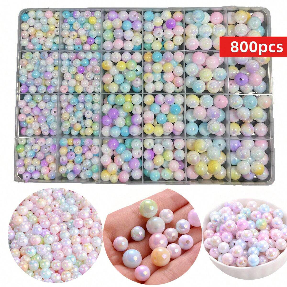 Women Accessories Bracelet - 800pcs/24 grid set box 6mm/8mm/10mm cute