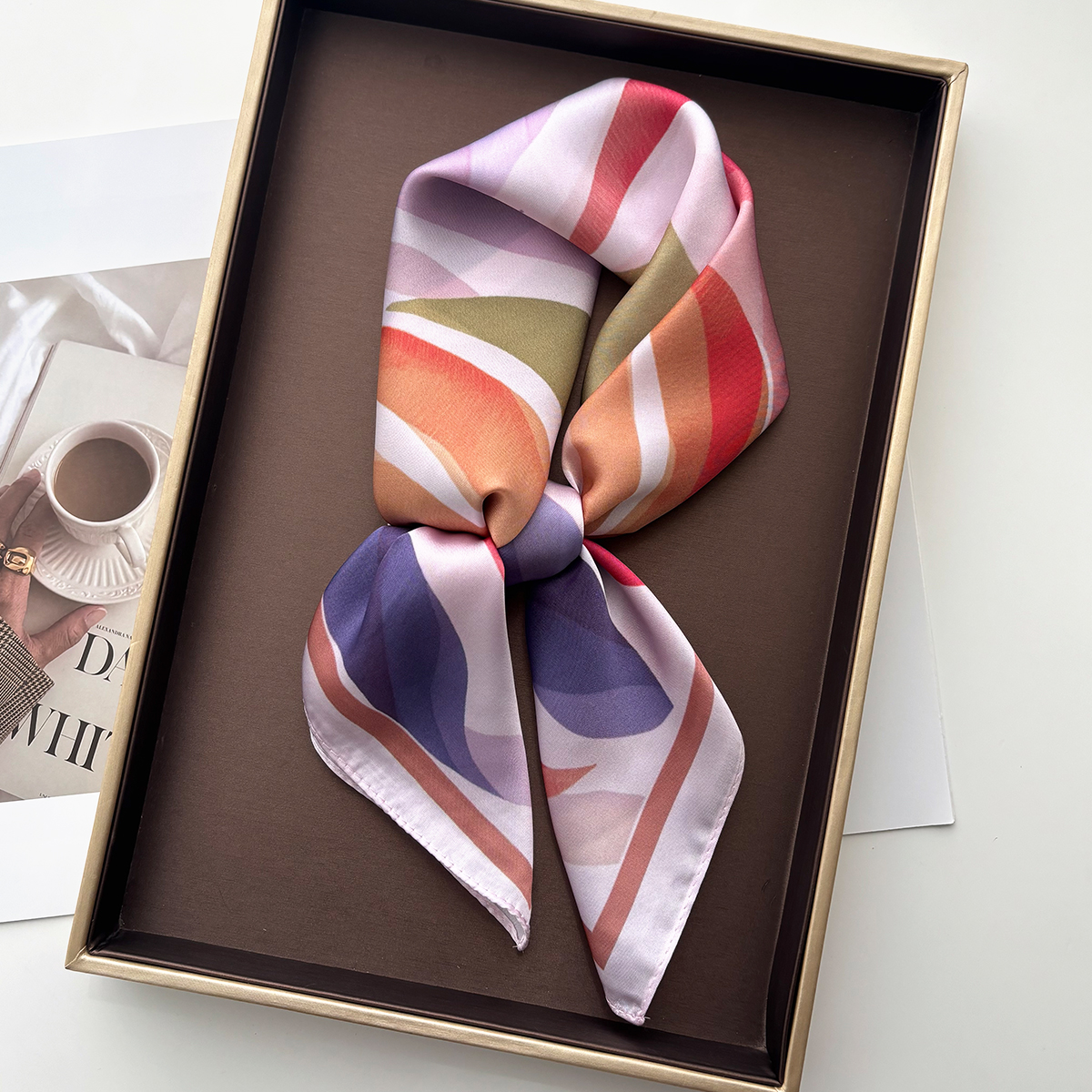 Silk Scarf Square - Design Print Women Silk Imitation Scarf