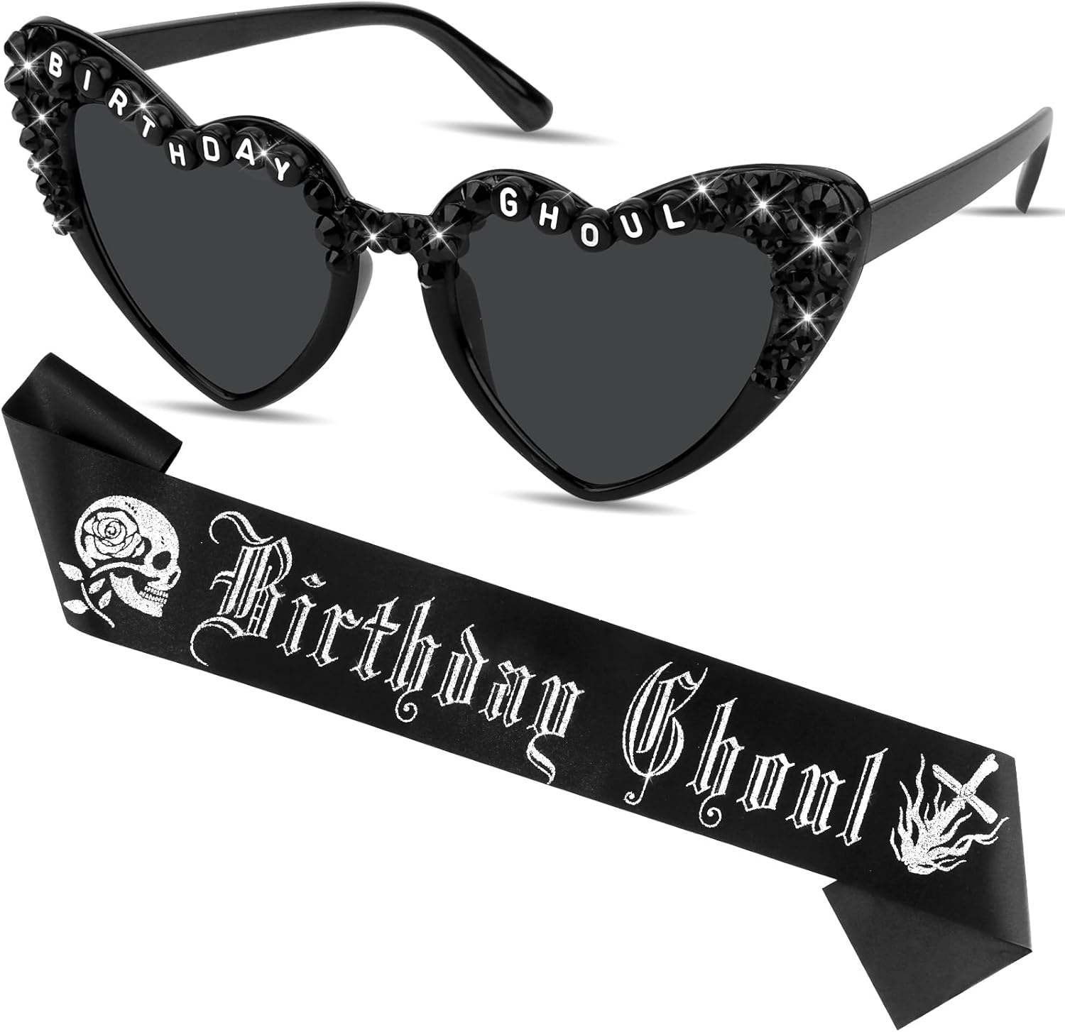 Women'S Emo Accessories - Goth Birthday Sash and Sunglasses for