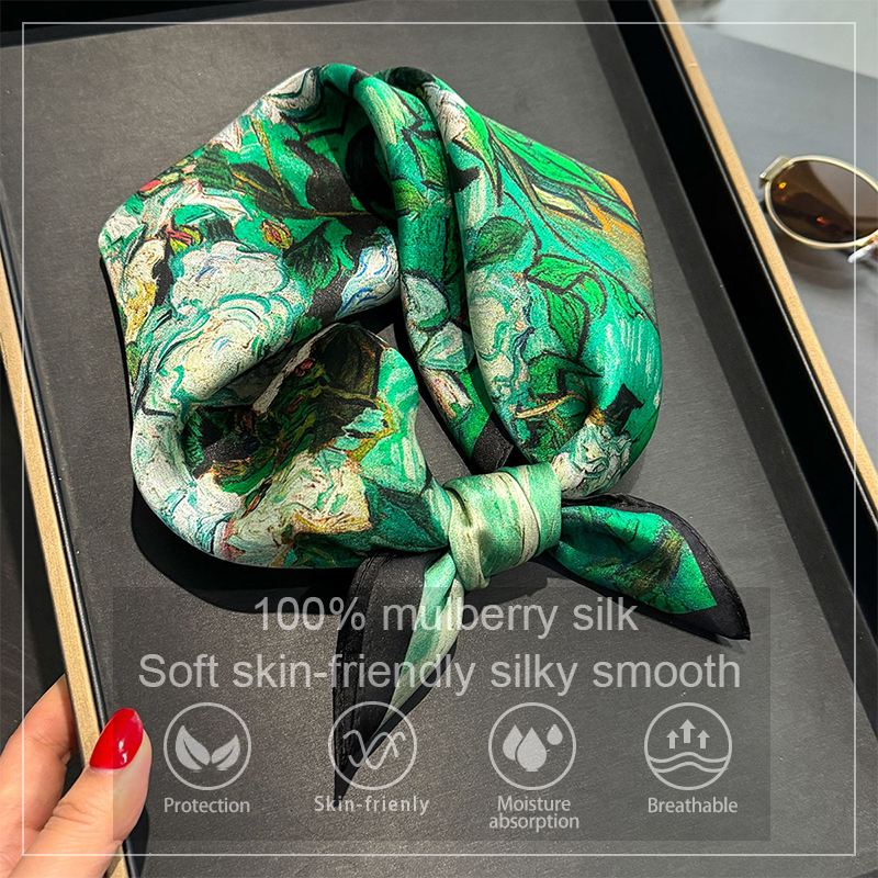 Silk Scarf Square - 100% Silk Scarf Bandana Women Square