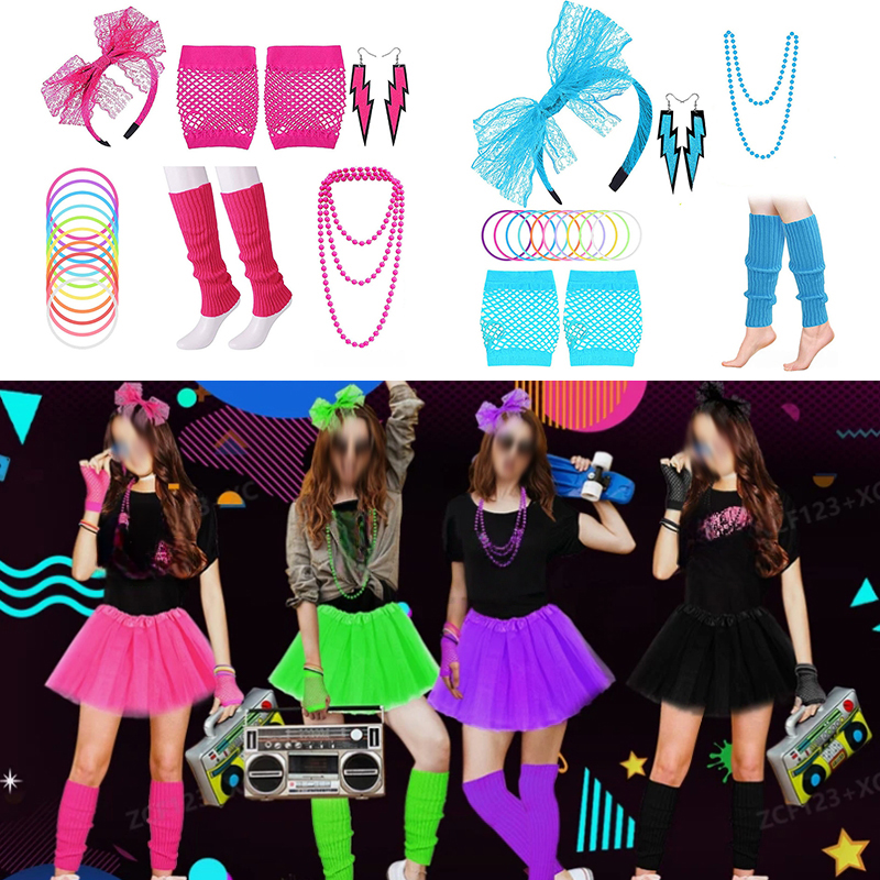 Women'S Accessories In The 80S - Coloured 90s 80s Outfit Accessories Set