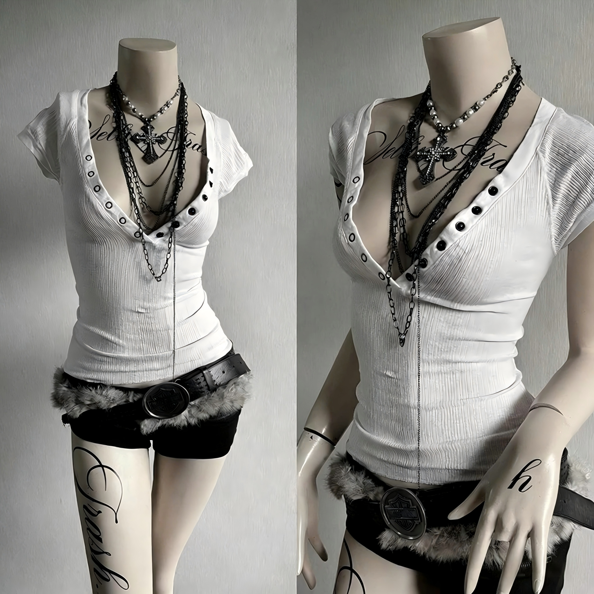 Women'S Emo Accessories - Harajuku punk printed short sleeved street