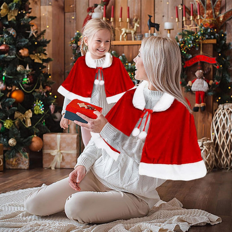Women'S Red Accessories - Women Girls Christmas Santa Claus Cloak,