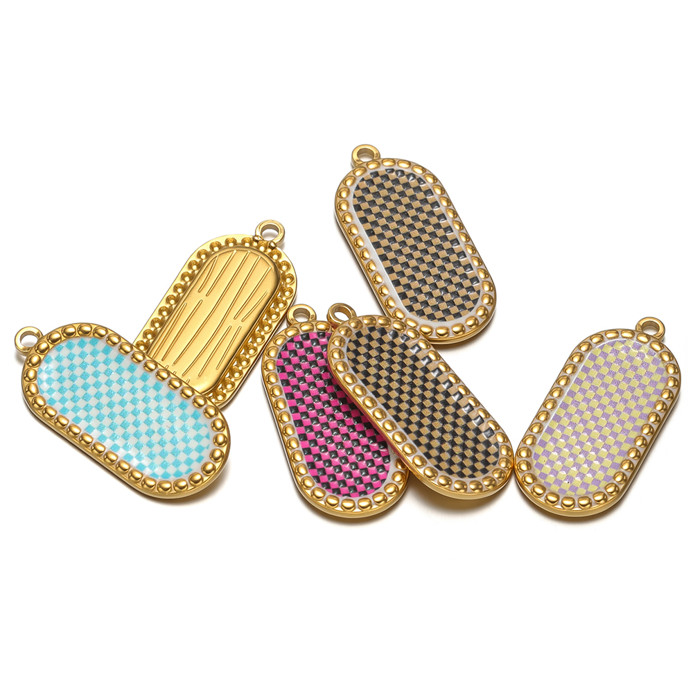 Women Accessories Bracelet - 4pcs Stainless Steel Gold Oval Plaid