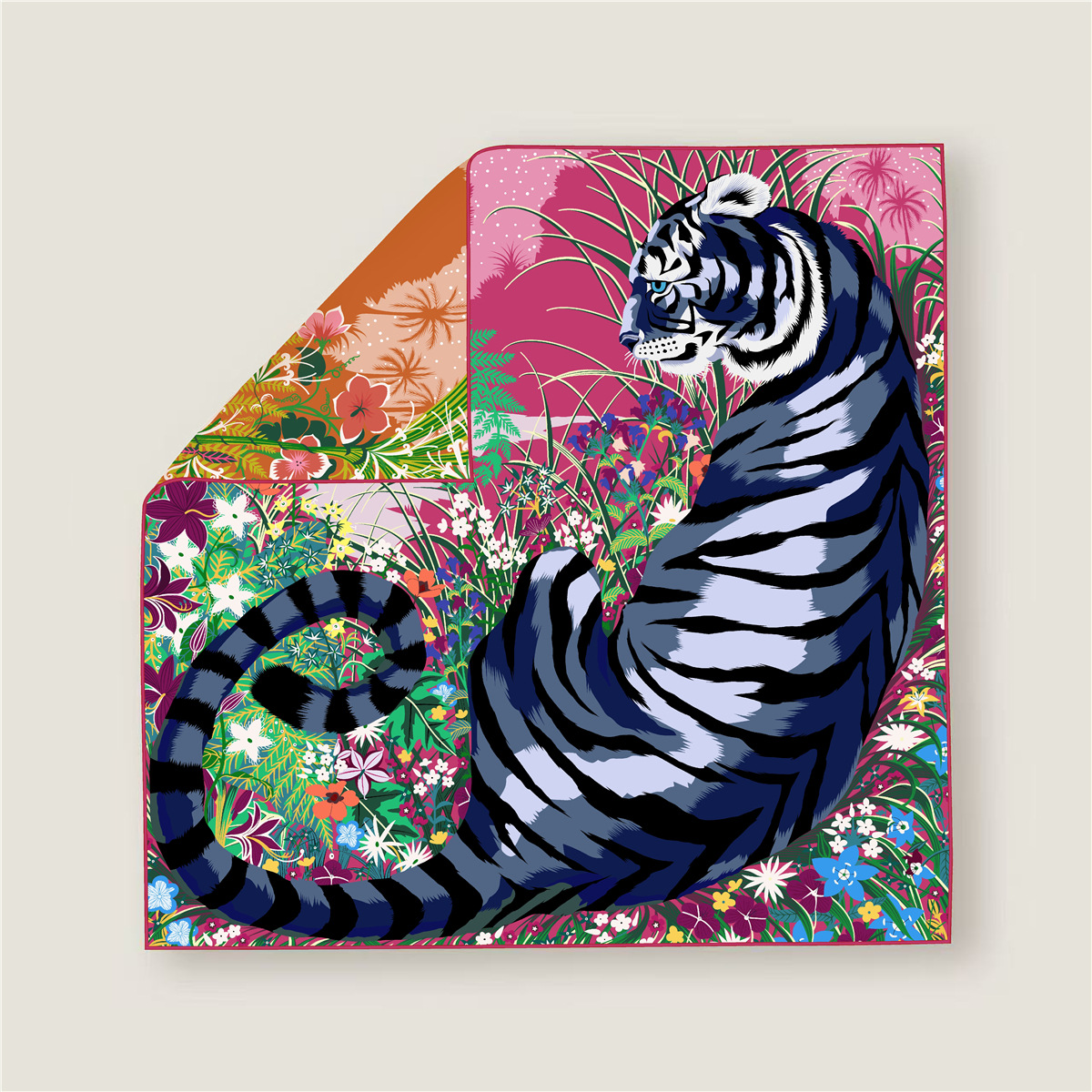Silk Scarf Square - 70CM Curled Edge Twill Silk Square