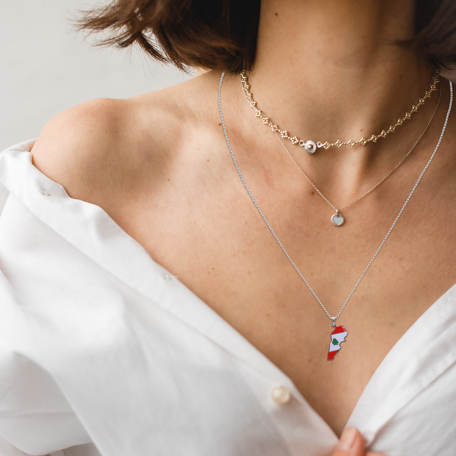 Women Accessories Lebanon - Lebanon Flag Pendant Necklace Unique Design