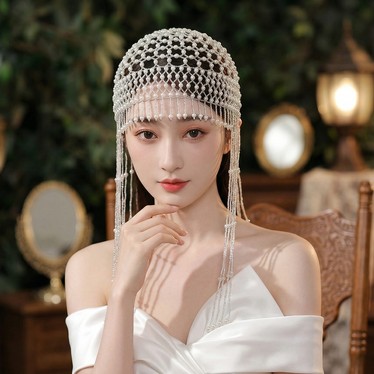 Luxury Pearls Beaded Headwrap  - đánh giá và giá Women Accessories Aesthetic