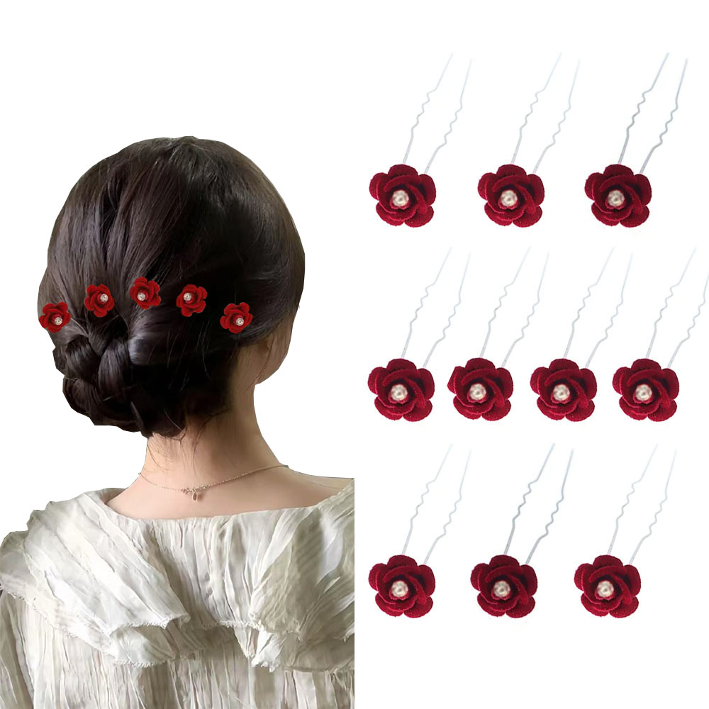 10Pcs Rose Hair Accessories We - đánh giá và giá Women'S Red Accessories