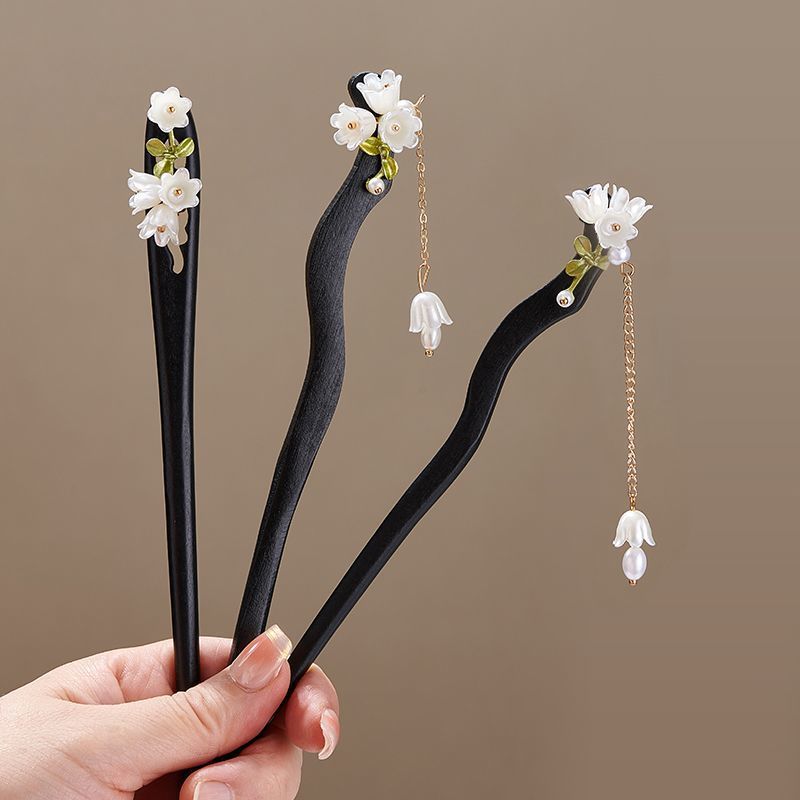 Wooden Flower Hairpin Vintage  - đánh giá và giá Women Accessories Aesthetic