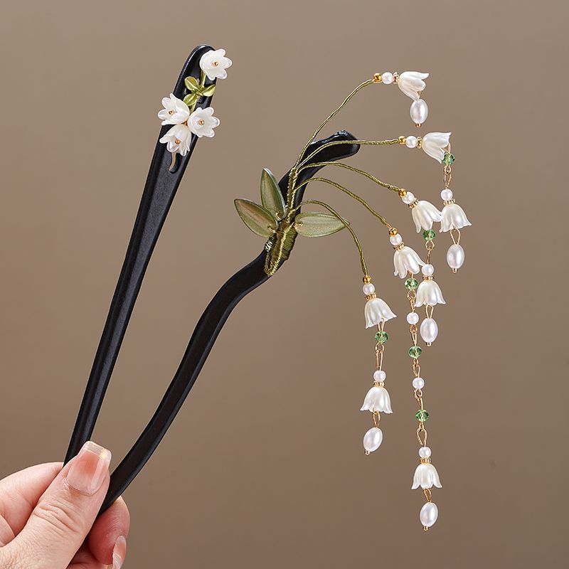 Wooden Flower Hairpin Vintage  - đánh giá và giá Women Accessories Aesthetic