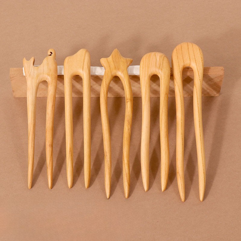 Peach Wood U-shaped Hairpin An - đánh giá và giá Women Accessories Aesthetic