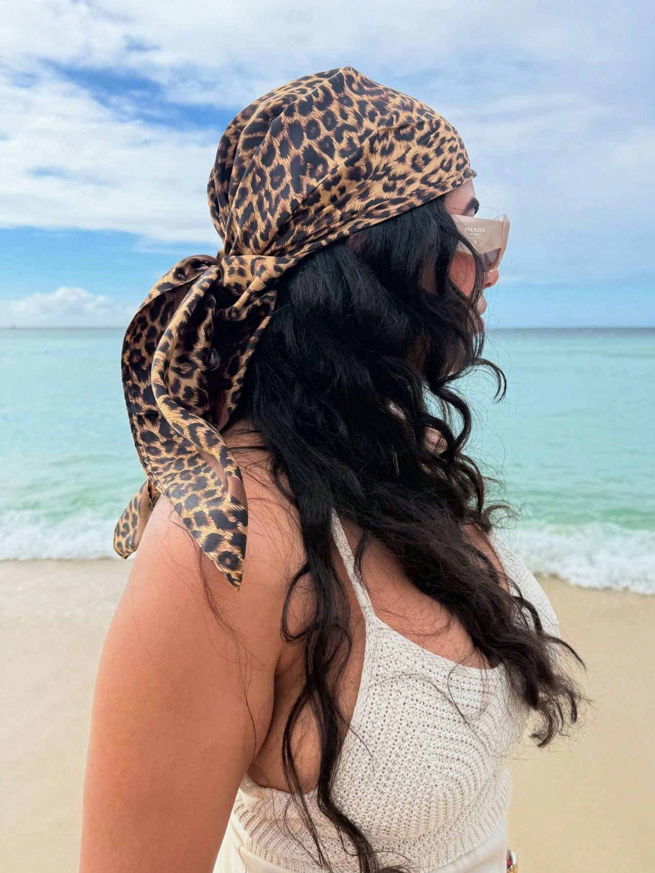 90cm Leopard Print Neckerchief - đánh giá và giá Silk Scarf Square