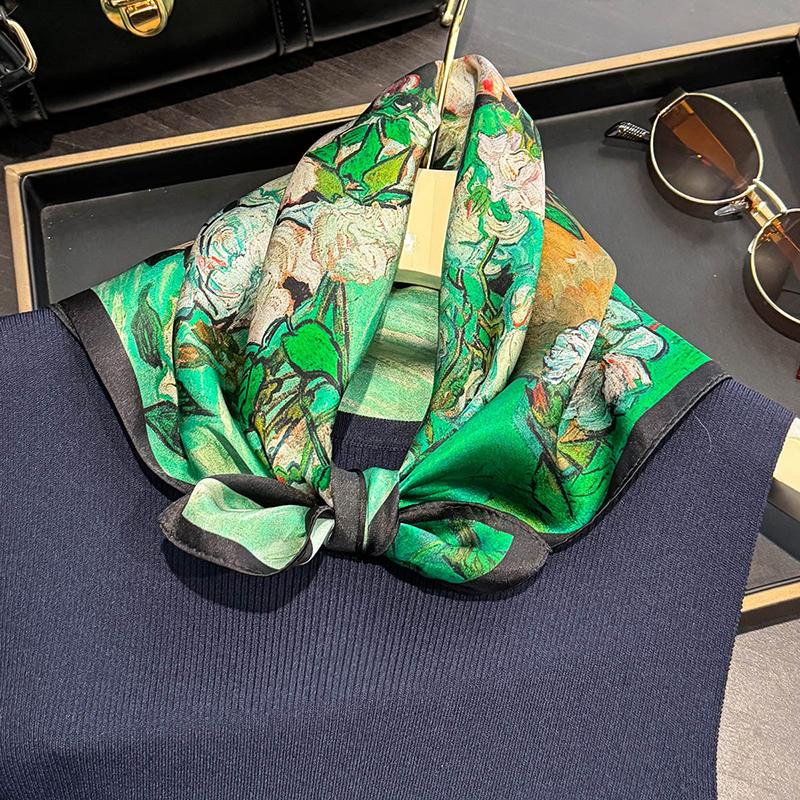 100% Silk Scarf Bandana Women  - đánh giá và giá Silk Scarf Square