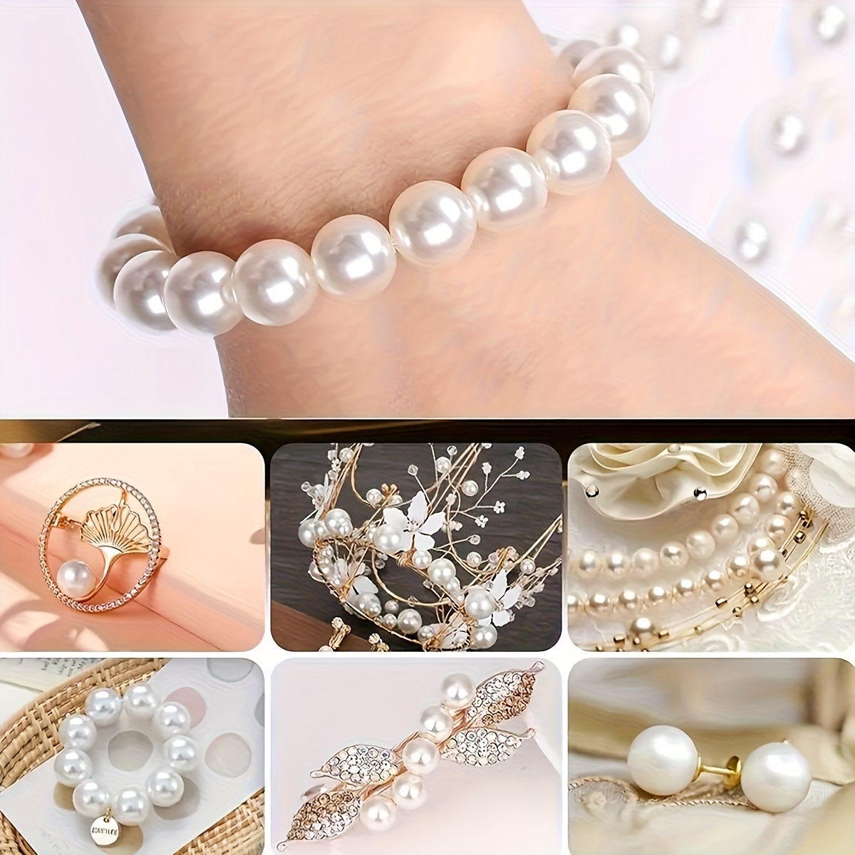 1388pcs 4/6/8/10mm  Black, whi - đánh giá và giá Women Accessories Bracelet
