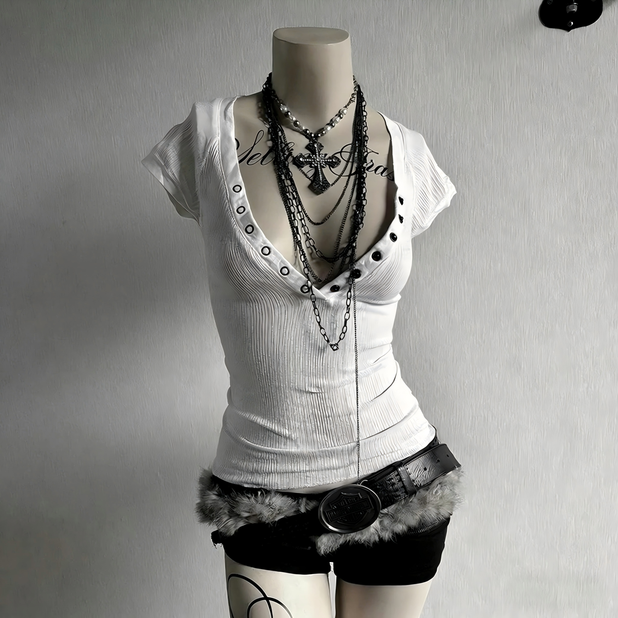 Harajuku punk printed short sl - đánh giá và giá Women'S Emo Accessories