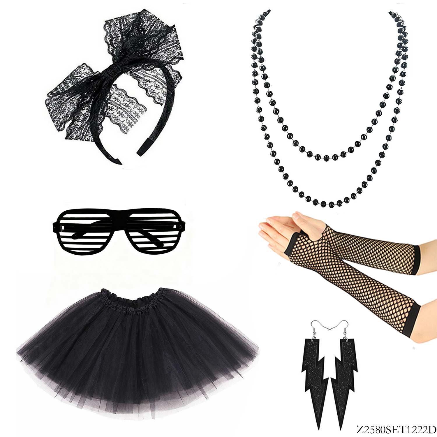 PESENAR Edgy Black 80s 6-Piece - đánh giá và giá Women'S Accessories In The 80S
