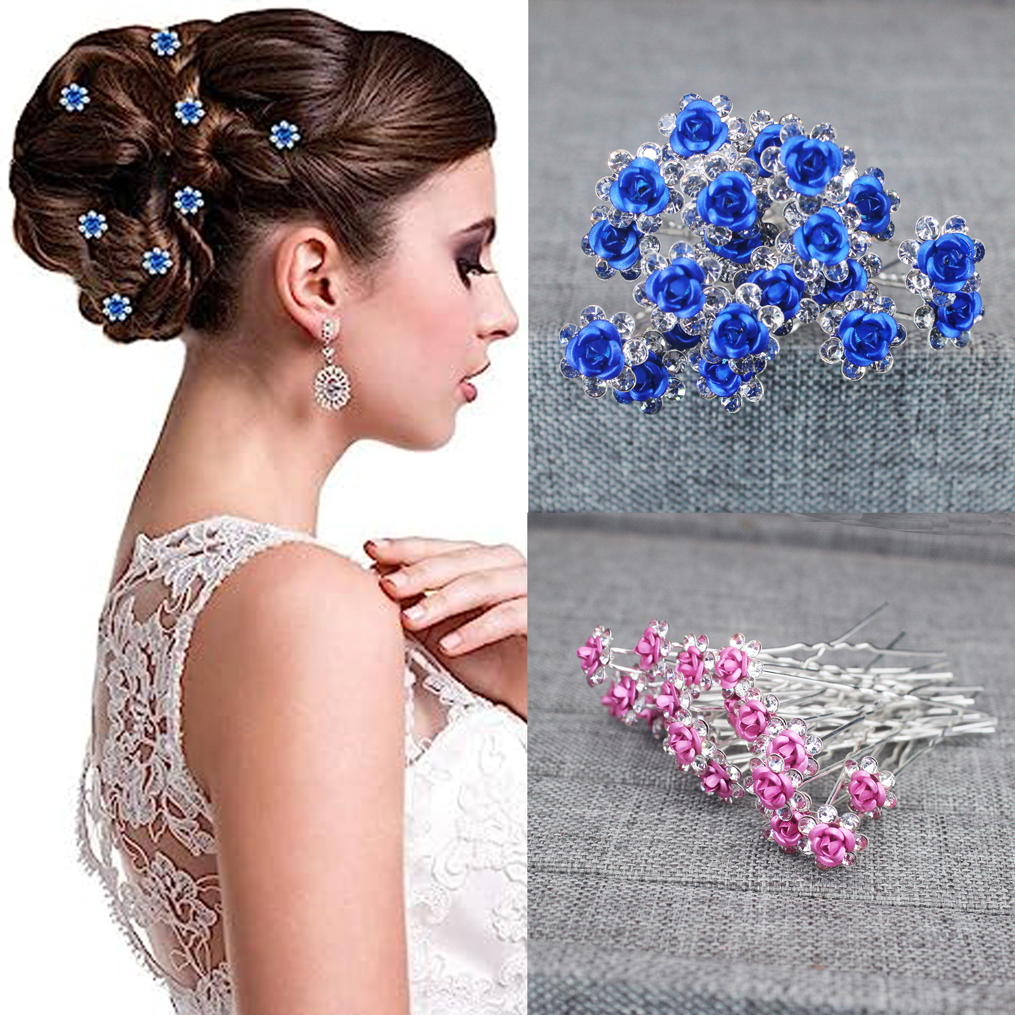 20PCS Rose Flower Rhinestone H - đánh giá và giá Women Accessories Aesthetic