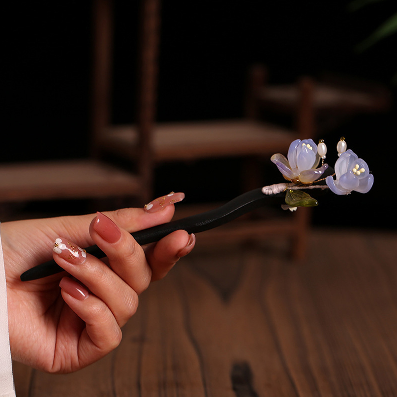 Vintage Wooden Flower Hairpin  - đánh giá và giá Women Accessories Aesthetic