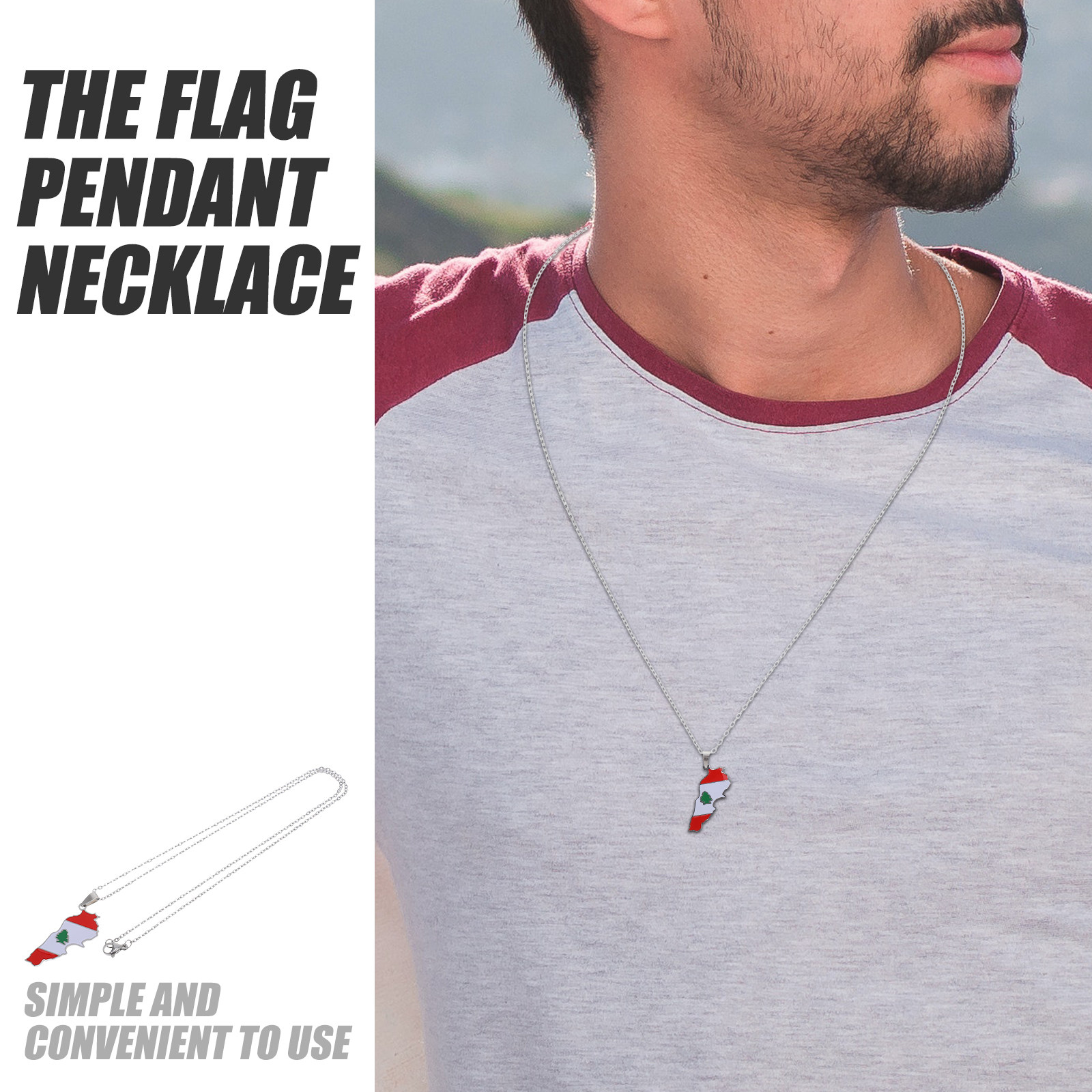 Lebanon Flag Pendant Necklace  - đánh giá và giá Women Accessories Lebanon
